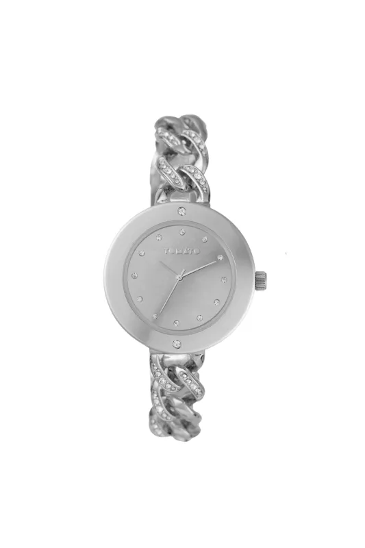 36mm Silver Case & Stone Dial Watch With Chainstone Bracelet - Silver sold by Edgars