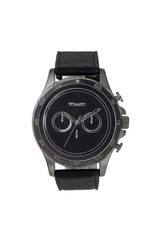 Black Case & Dial Watch With Black Leather Band - Black sold by Edgars 