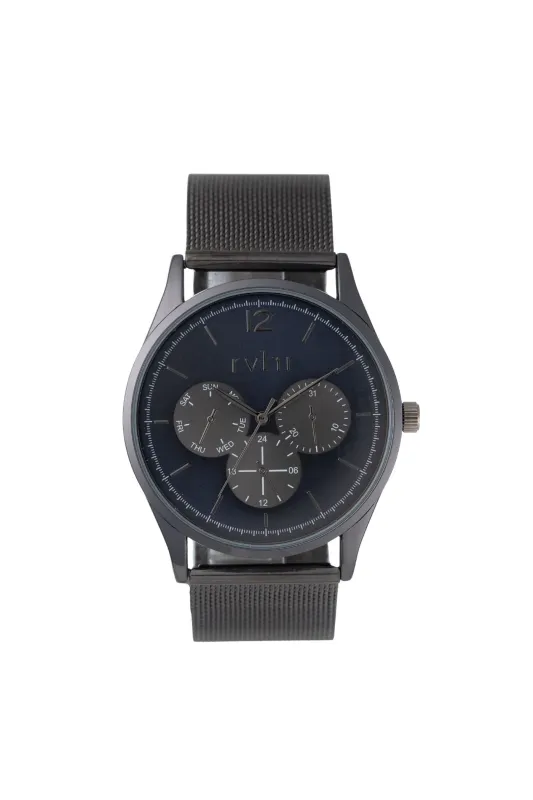 42mm Gunmetal Case & Mesh Band Navy Dial Watch - Gunmetal sold by Edgars