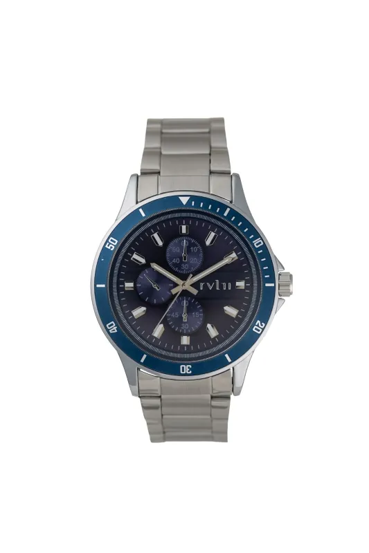 Silver Case & Navy Dial Silver Strap Watch - Silver sold by Edgars 