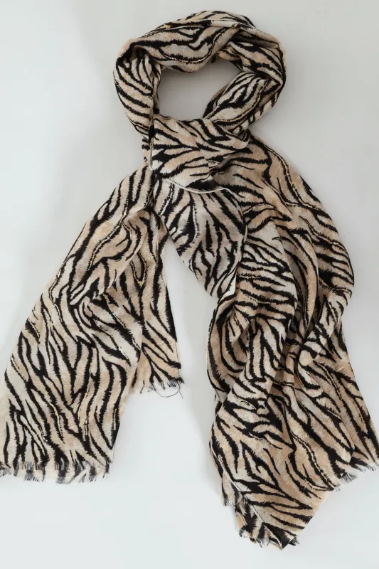 Gold Foil Zebra Viscose Sacrf - Beige sold by Edgars