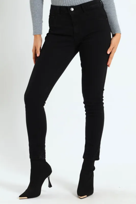 Regular Rise Push-Up Skinny Denim - Black sold by Edgars