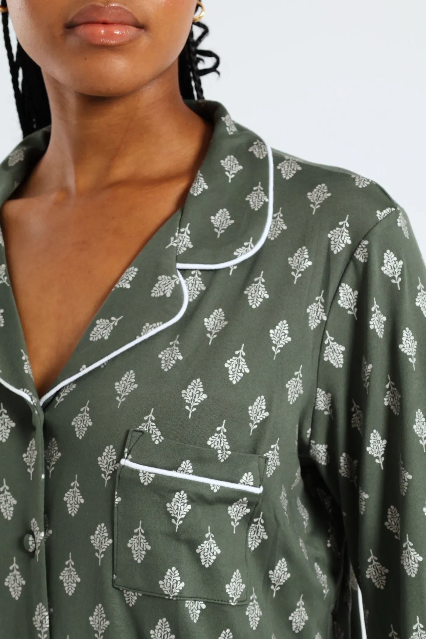 Soft Touch Silver Fern Button Through Sleep Shirt - Mid Green sold by Edgars product image thumbnail 5