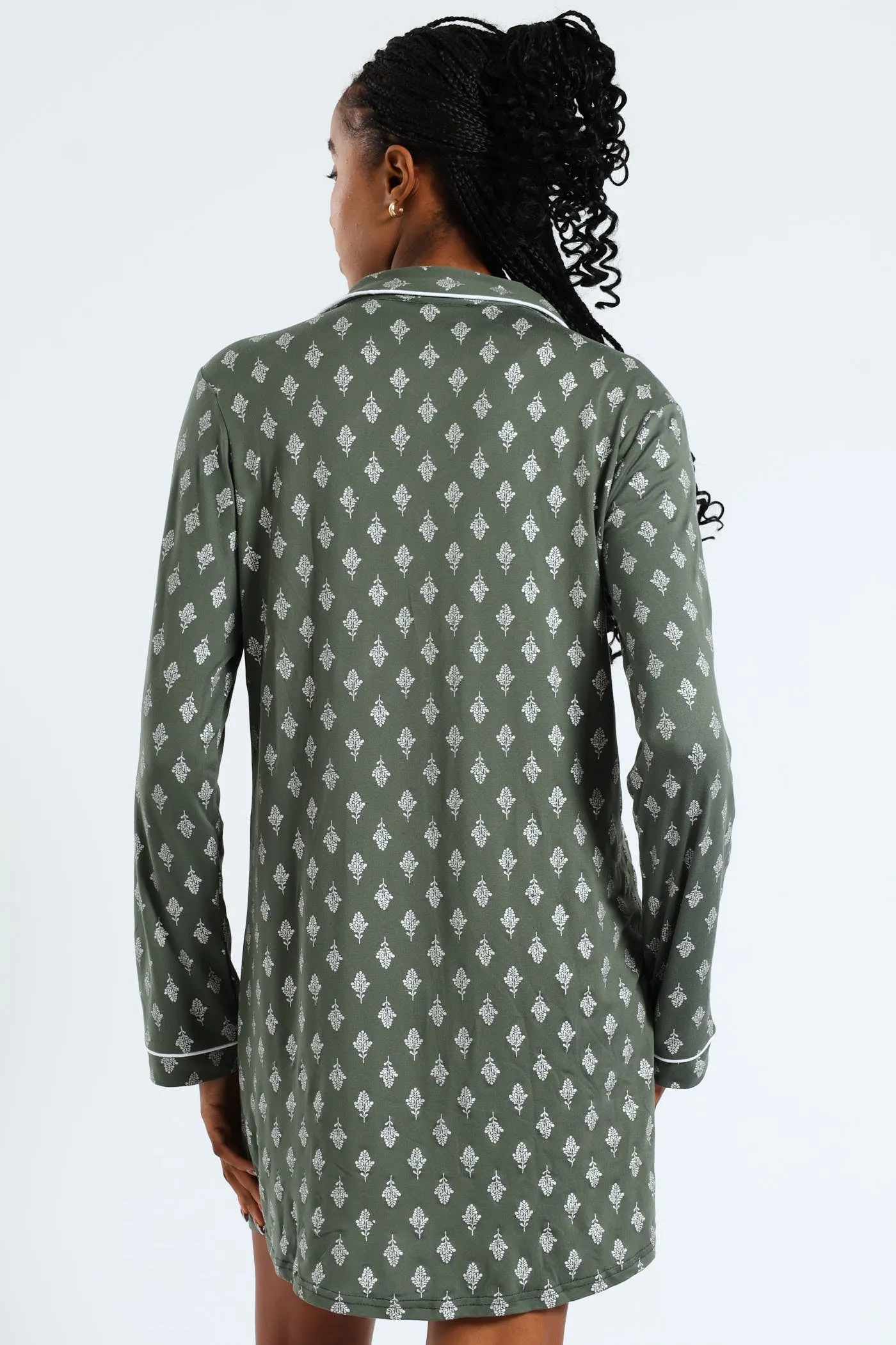 Soft Touch Silver Fern Button Through Sleep Shirt - Mid Green sold by Edgars product image thumbnail 2