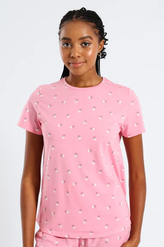 Short Sleeve Spots Tee - Pink sold by Edgars