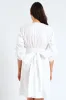 3/4 Ruched Balloon Sleeve Belted Kimono Fit & Flare Mini Dress - White sold by Edgars