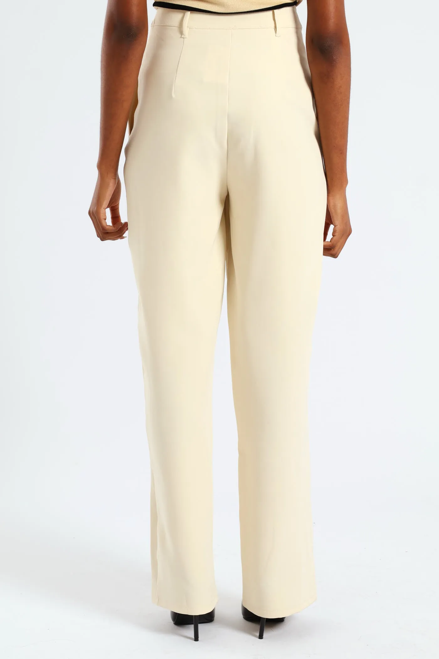 Jet Pocket Pin Tuck Straight Leg Pant - Cream sold by Edgars product image thumbnail 3