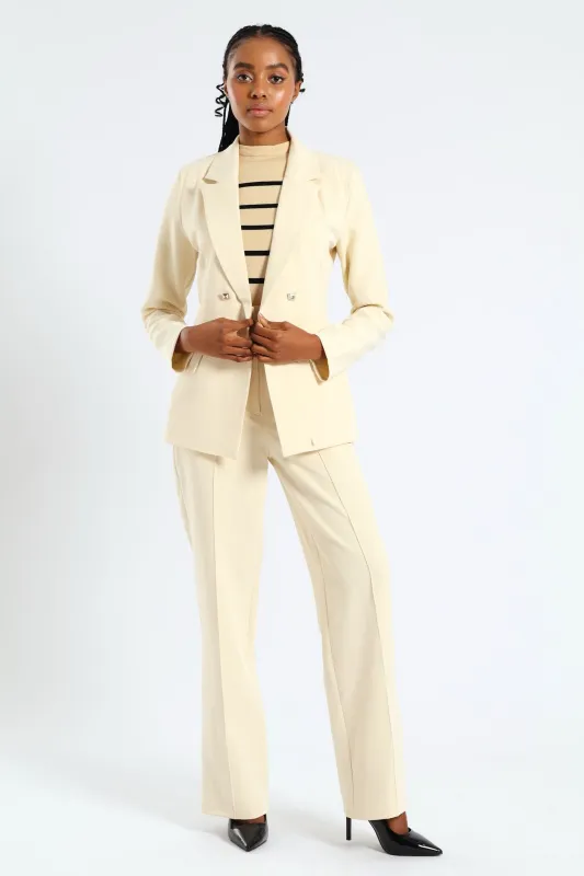 Jet Pocket Pin Tuck Straight Leg Pant - Cream sold by Edgars