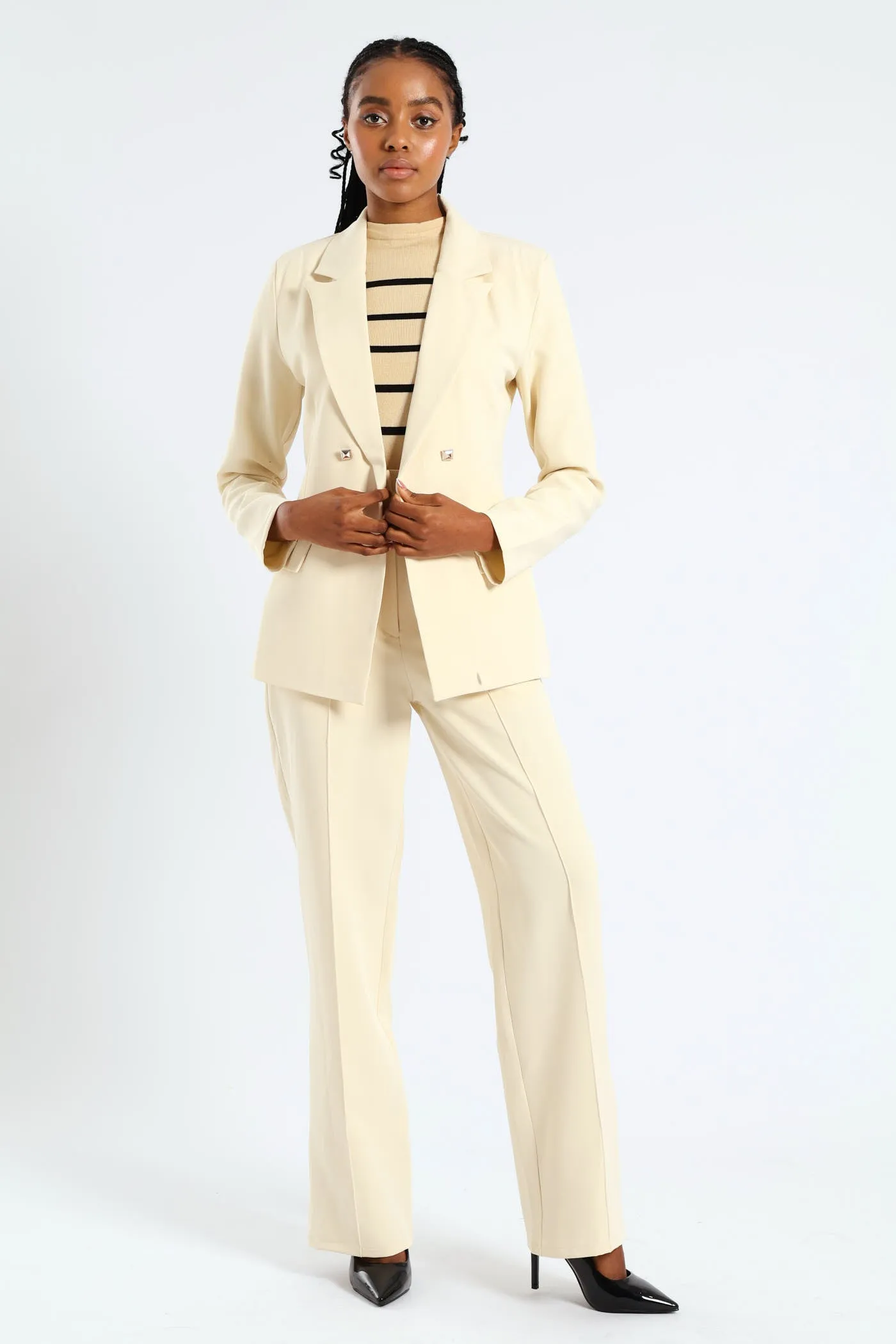 Jet Pocket Pin Tuck Straight Leg Pant - Cream sold by Edgars