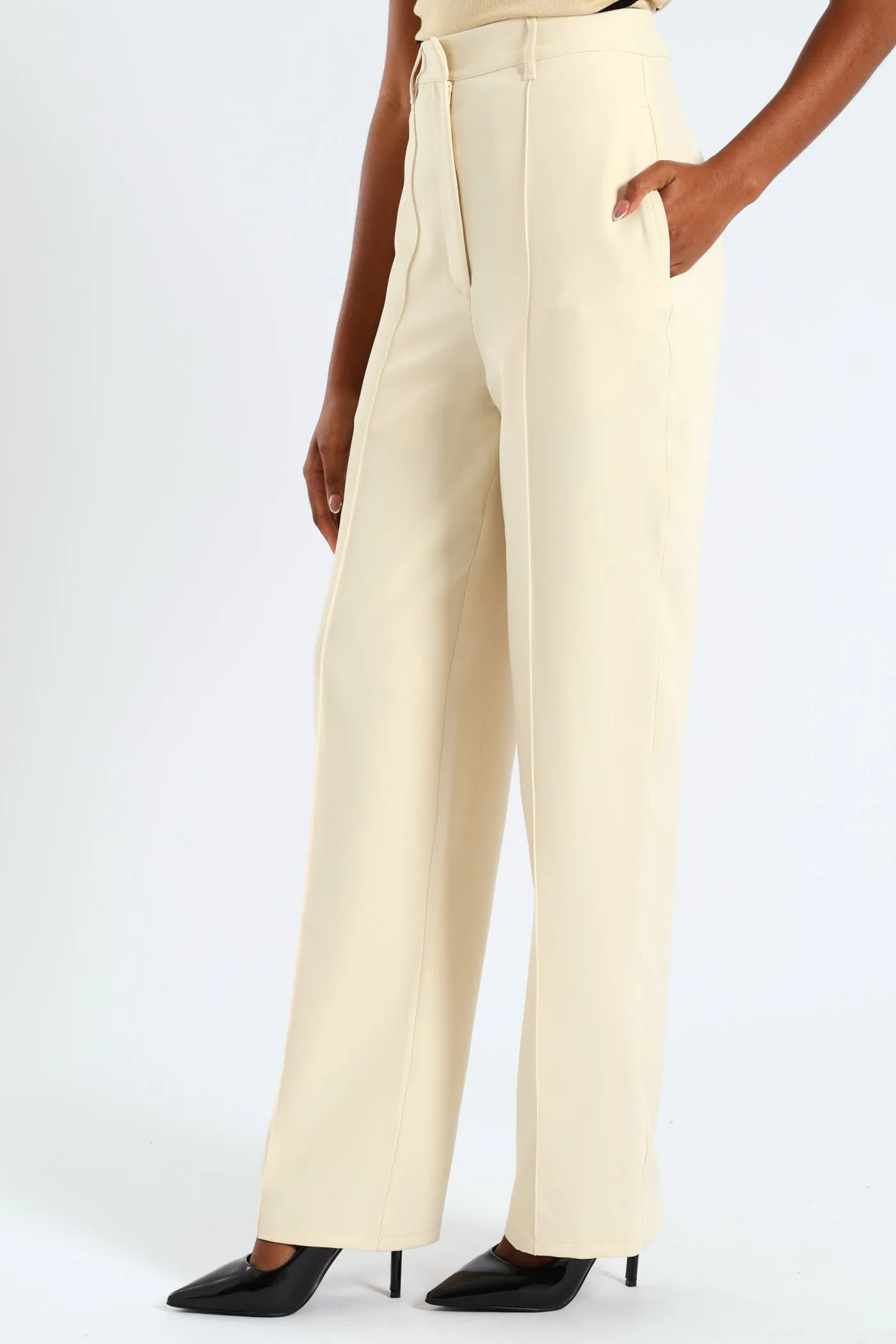Jet Pocket Pin Tuck Straight Leg Pant - Cream sold by Edgars product image thumbnail 2