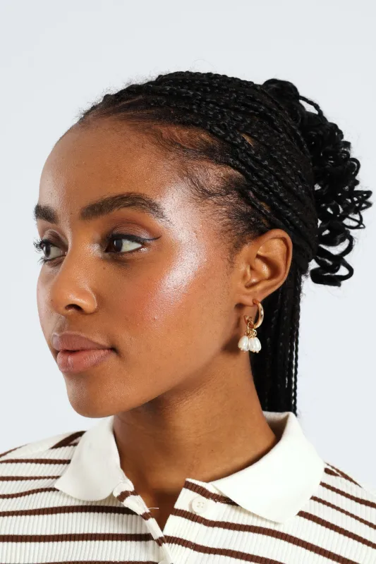Multi Bead Small Hoop Earrings - Gold sold by Edgars