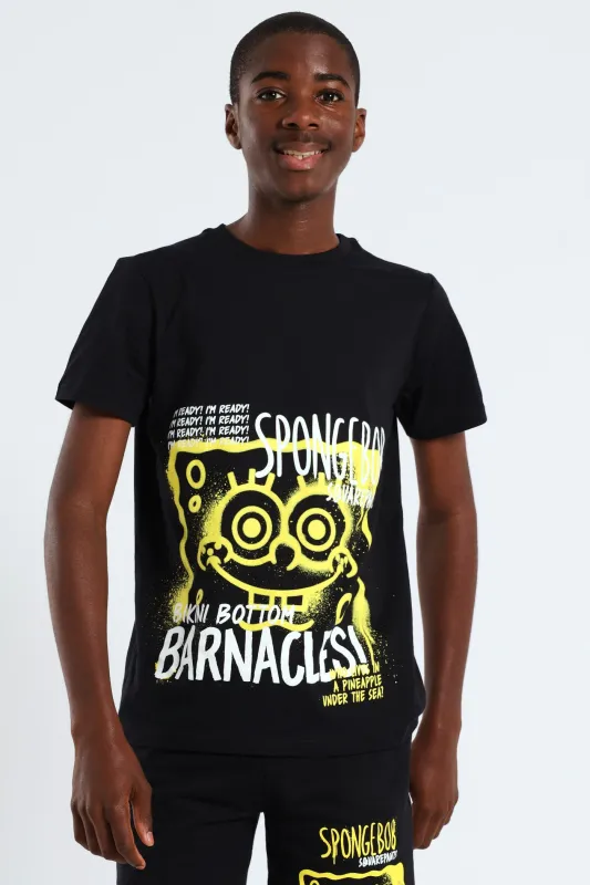 Boys Spongebob Print Tee - Black sold by Edgars 
