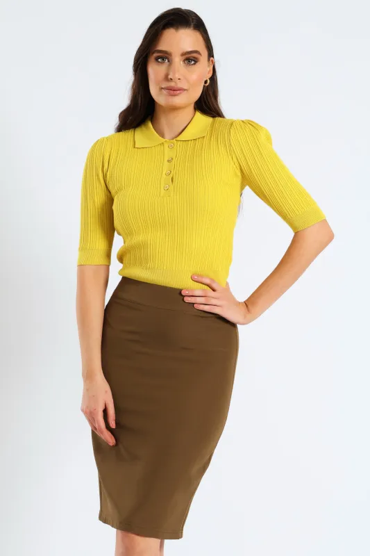 Basic Career Skirt - Brown sold by Edgars