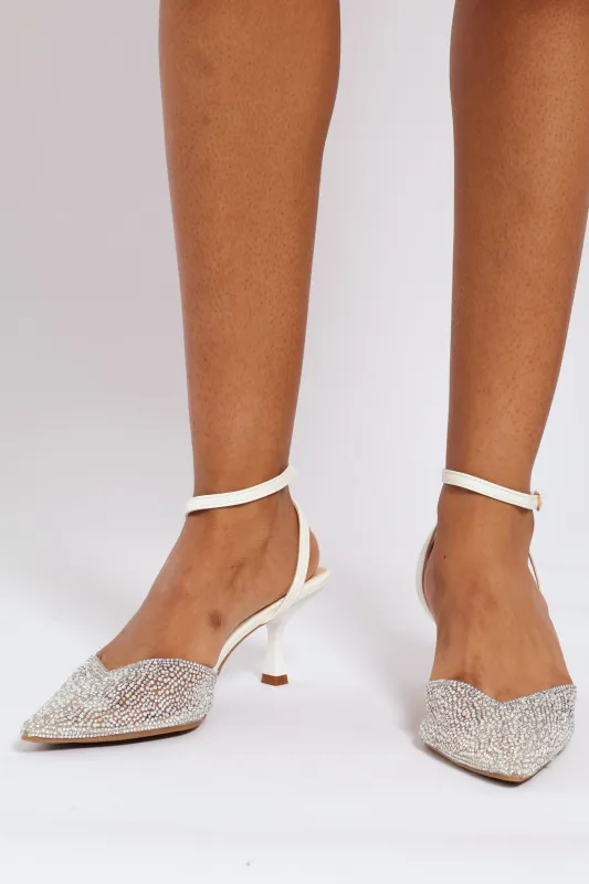 Vinyl Kitten Mule Heel - White sold by Edgars