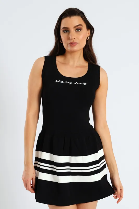Dream Girl Dropped Waist Mini Dress - Black/White sold by Edgars