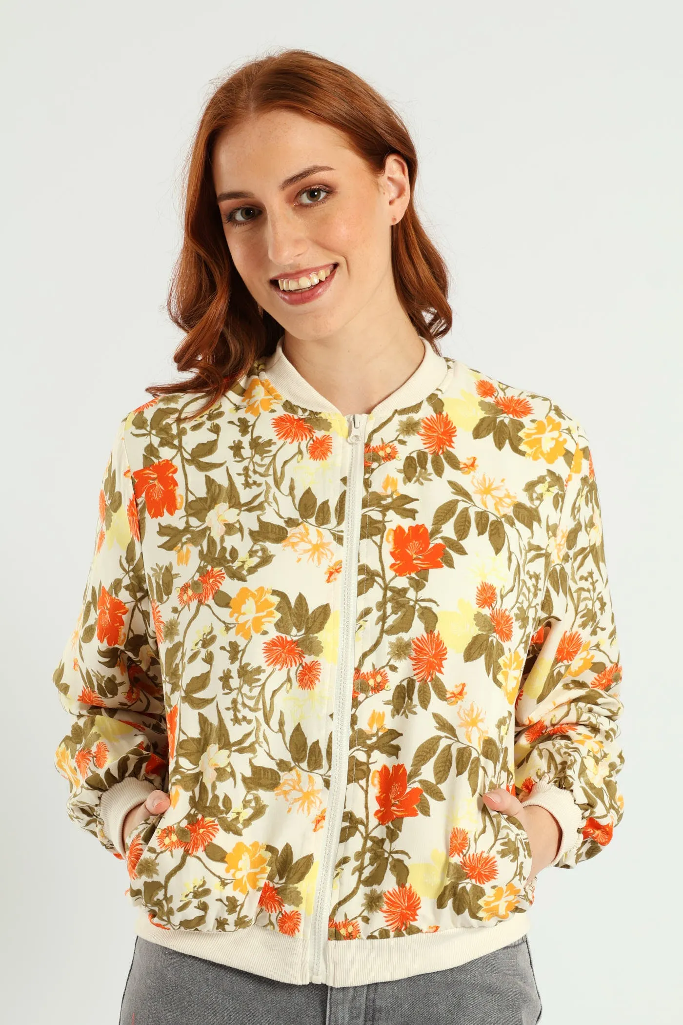 Printed Bomber Jacket - Fatigue/Cream sold by Edgars