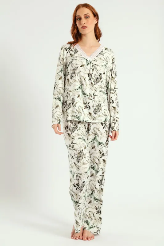 Soft Touch Muted Foliage Top & Pant Set - Multi sold by Edgars