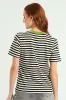 Contrast Rib Nack Stripe Boxy Tee  - Black/Beige sold by Edgars 
