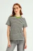 Contrast Rib Nack Stripe Boxy Tee  - Black/Beige sold by Edgars 