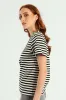 Contrast Rib Nack Stripe Boxy Tee  - Black/Beige sold by Edgars 