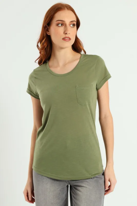 Plain Pocket Tee - Aqua Mist Green sold by Edgars 
