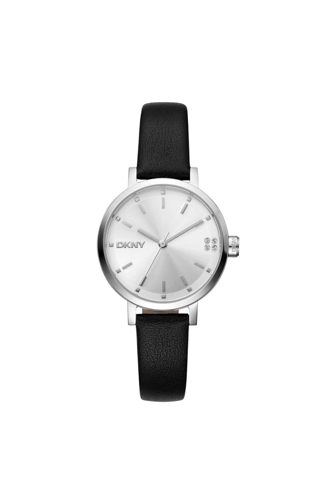 Urban Stainless Steel Case Silver Stones Dial Black Leather Strap - Black/Silver sold by Edgars