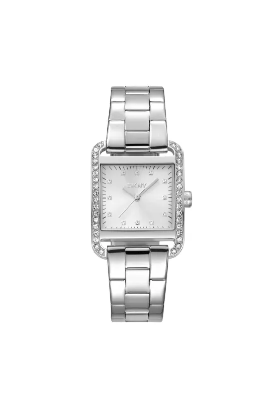 Iconic Square Stainless Steel Stones Case & Dial With Stainless Steel Bracelet - Silver sold by Edgars 