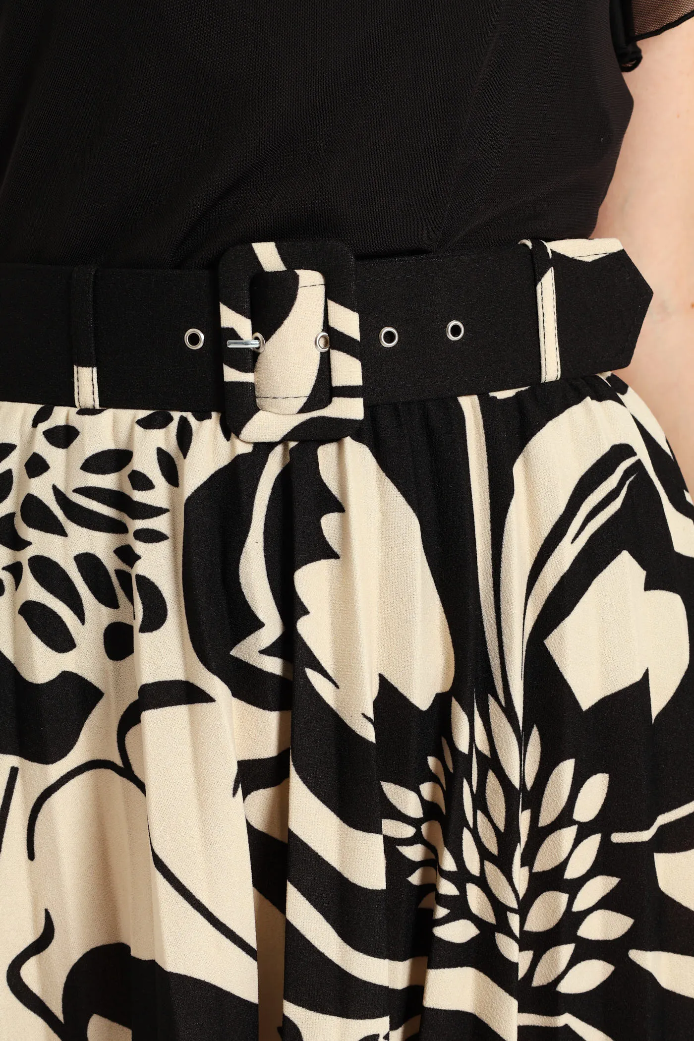 Floral Bold Pleated Midi Skirt - Black/Cream sold by Edgars product image thumbnail 5