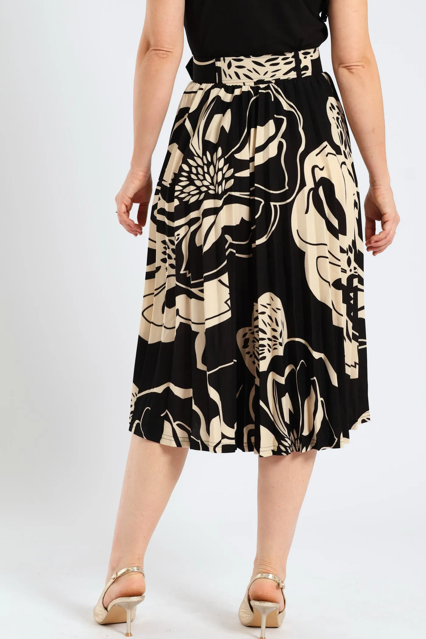 Floral Bold Pleated Midi Skirt - Black/Cream sold by Edgars product image thumbnail 4