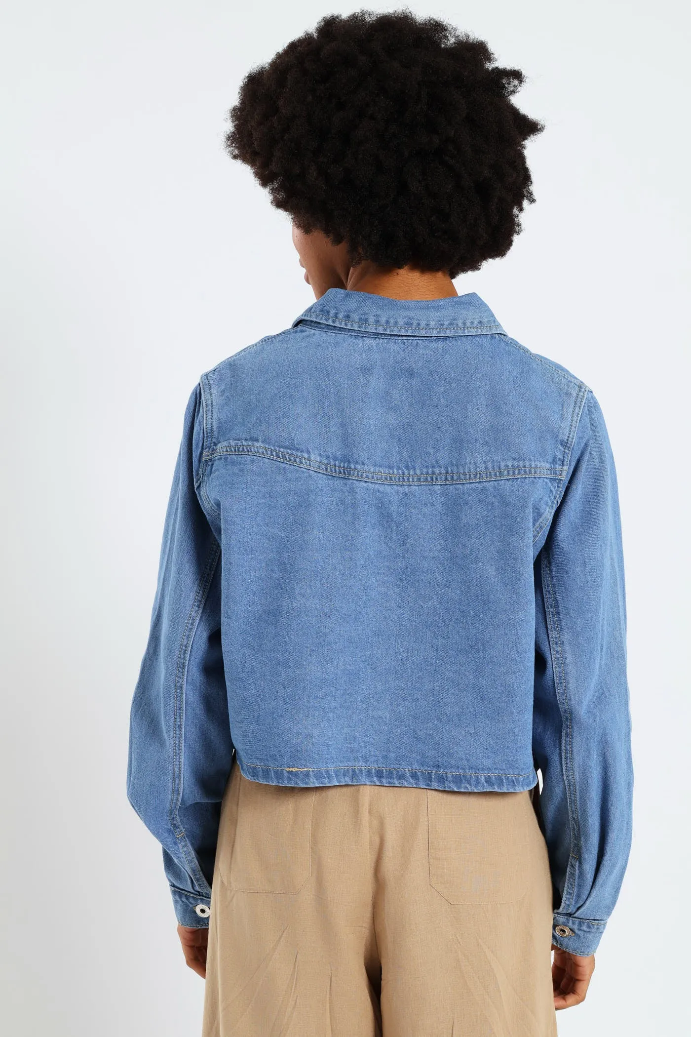 Button Through Denim Shirt - Mid Blue sold by Edgars product image thumbnail 3