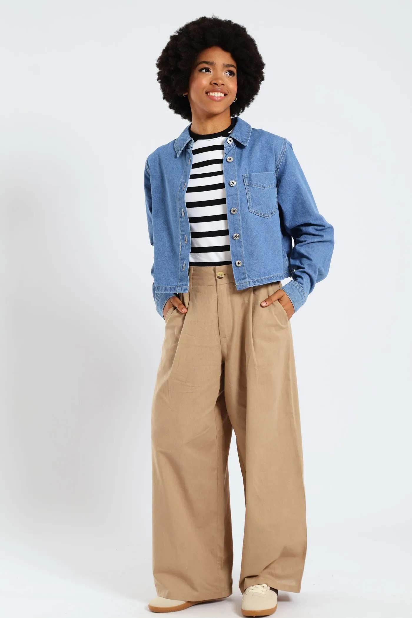 Button Through Denim Shirt - Mid Blue sold by Edgars