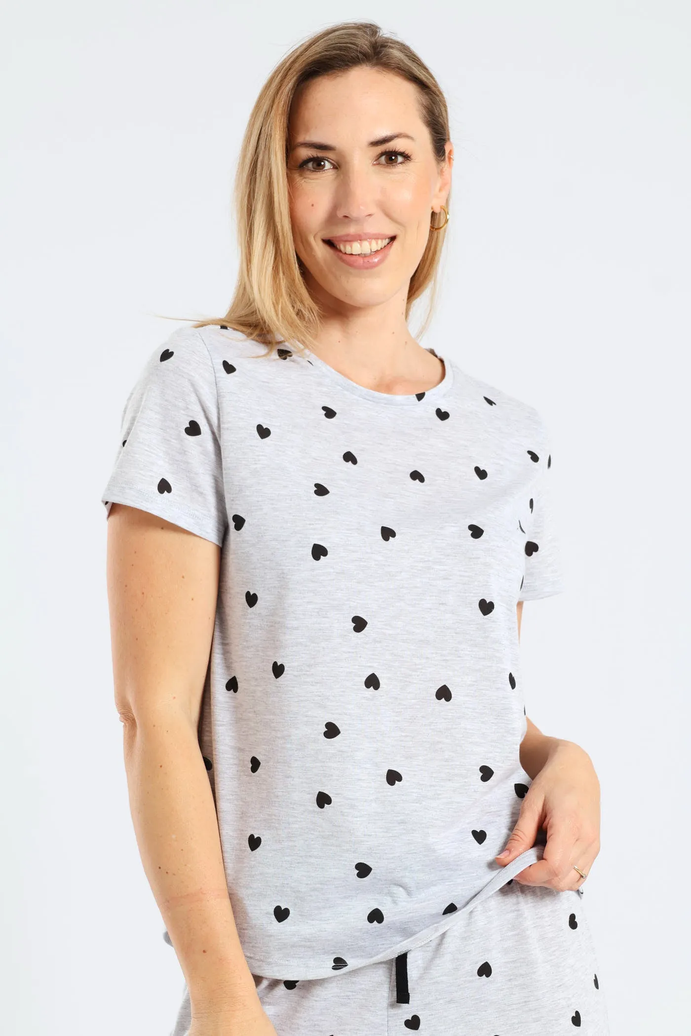 Short Sleeve Hearts Tee - Grey Melange sold by Edgars