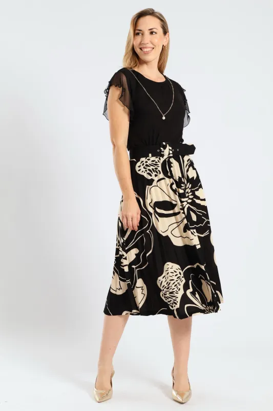 Flutter Sleeve Mesh Blouse - Black sold by Edgars