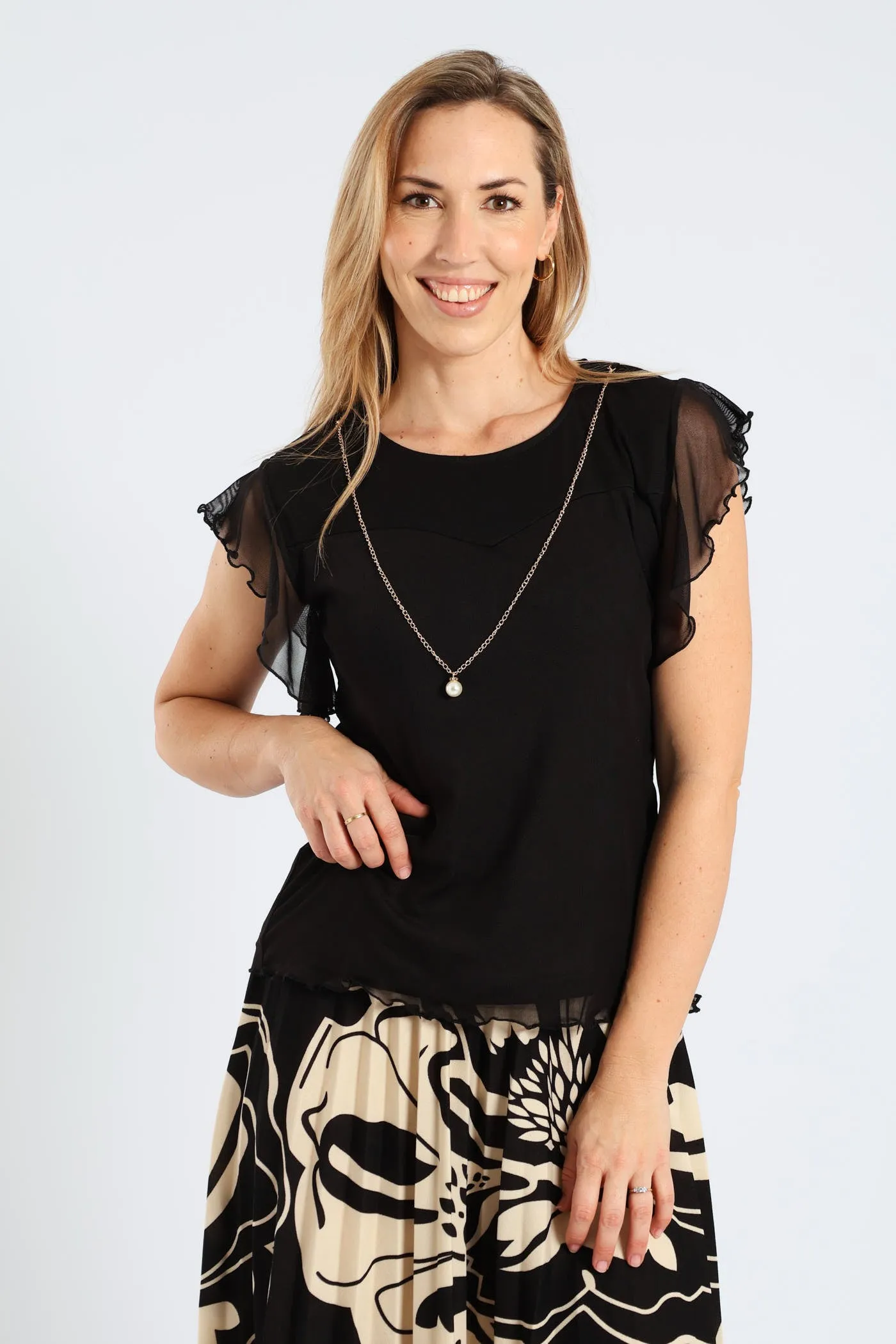 Flutter Sleeve Mesh Blouse - Black sold by Edgars product image thumbnail 3
