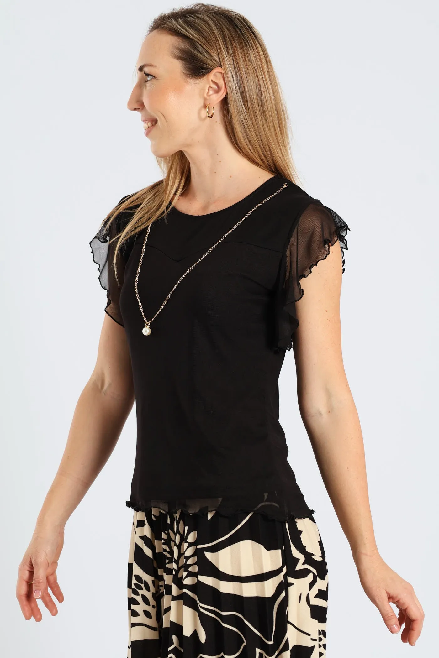 Flutter Sleeve Mesh Blouse - Black sold by Edgars product image thumbnail 4