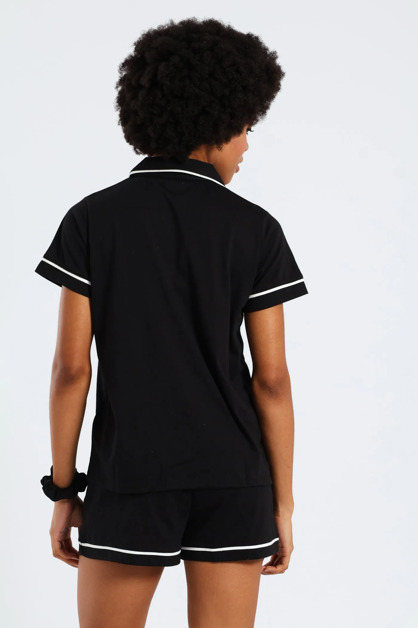 Button Through Knit Short Set With Scrunchie - Black sold by Edgars product image thumbnail 4