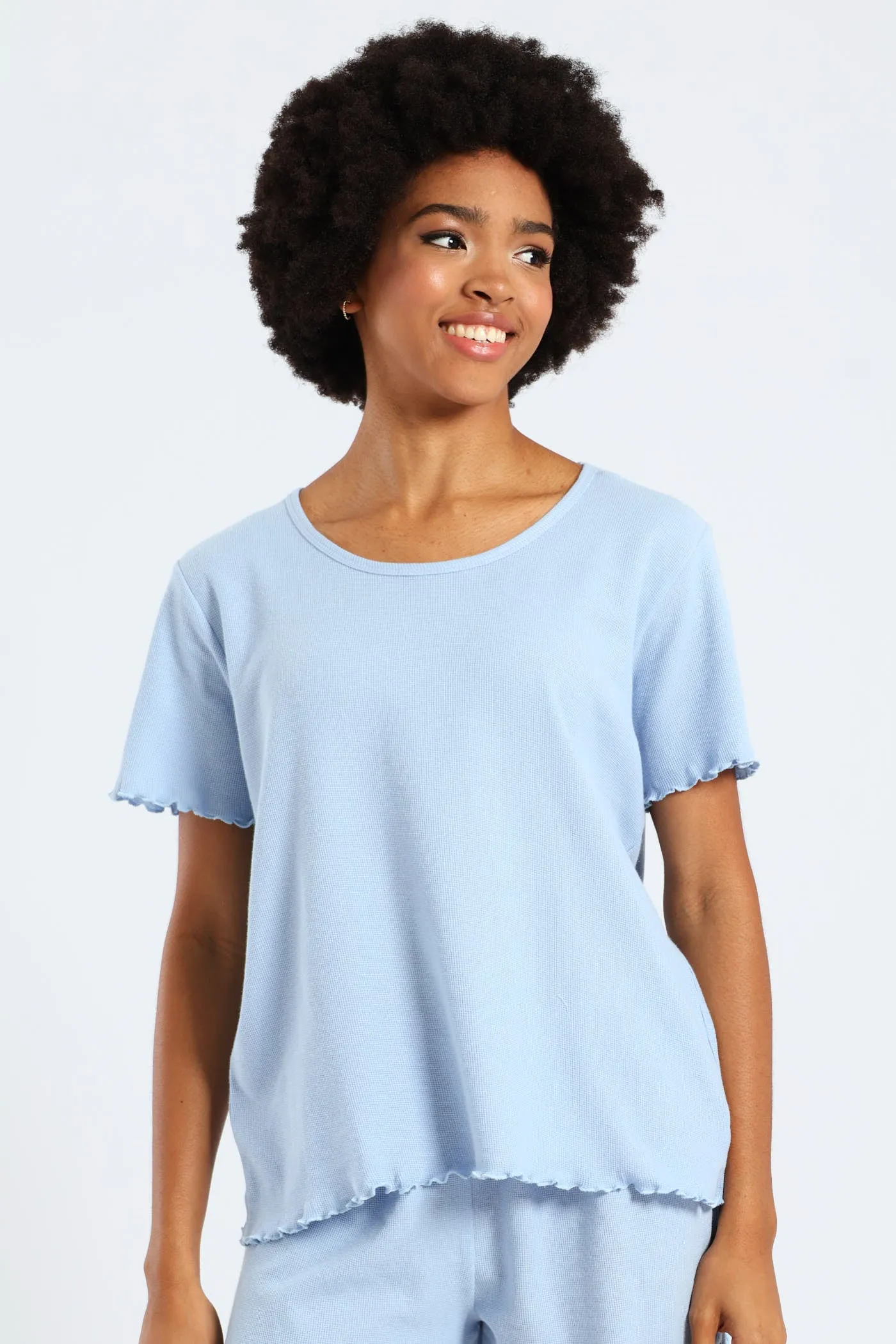 Waffle Knit Top - Blue sold by Edgars