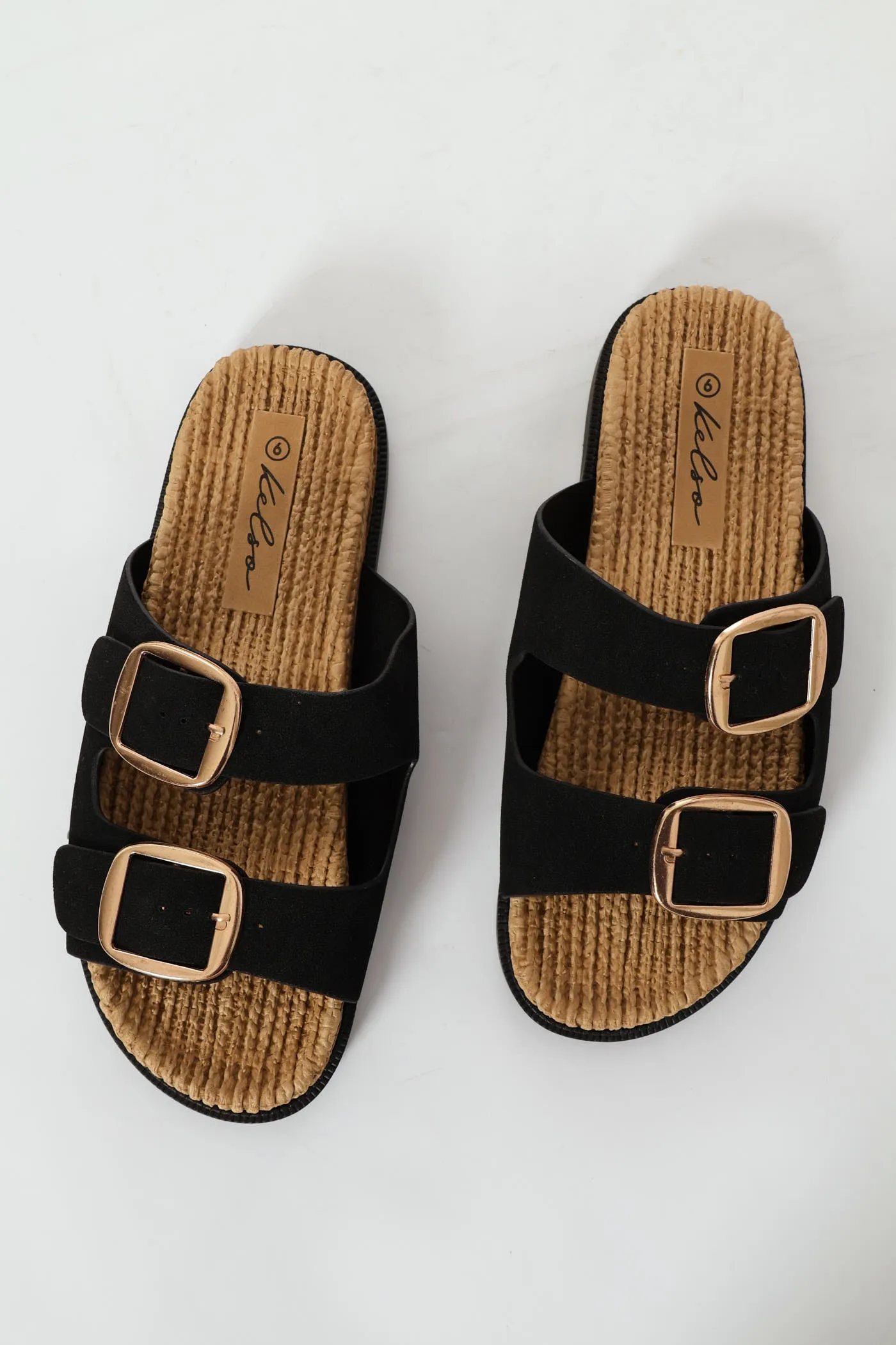Buckle Detail Espadrille Slide - Black sold by Edgars