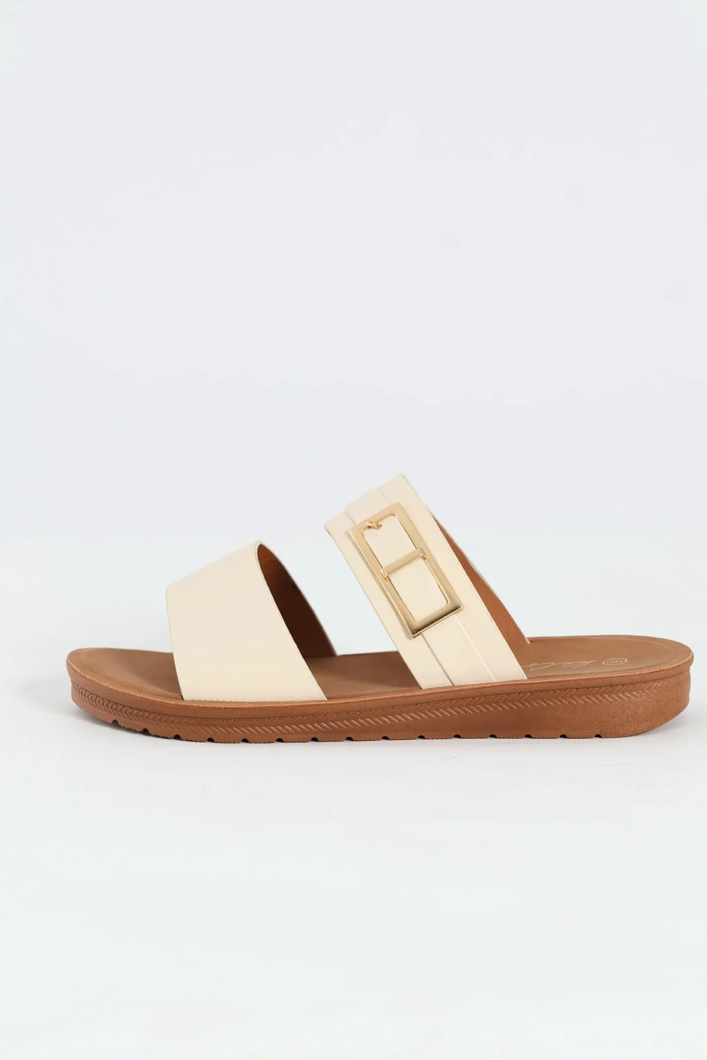 Buckle Detail Double Band Comfort Mule Sandal - Natural sold by Edgars product image thumbnail 4