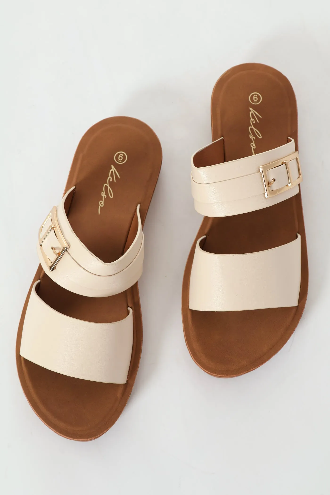 Buckle Detail Double Band Comfort Mule Sandal - Natural sold by Edgars product image thumbnail 2
