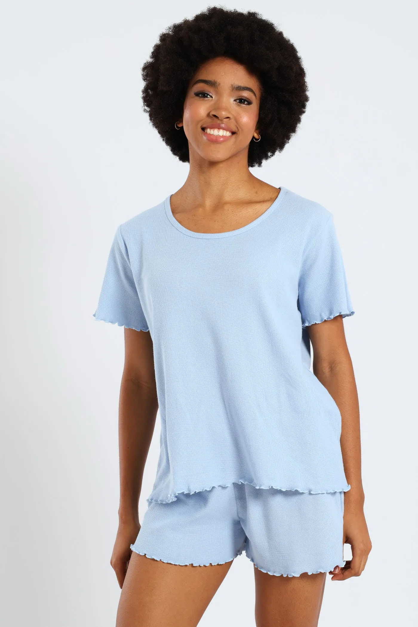 Waffle Knit Short - Blue sold by Edgars