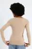 Long Sleeve Scoop Neck Basic Top - Stone sold by Edgars