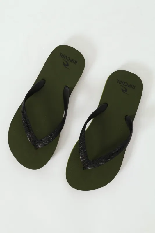 Logo Bloom Open Toe Flip Flop - Olive sold by Edgars