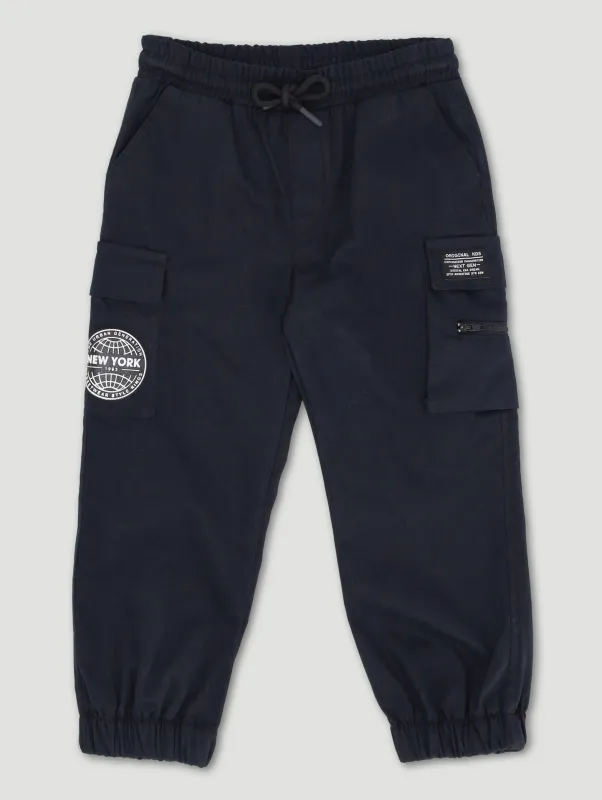 Pre-Boys Peach Twill Jogger - Black sold by Edgars