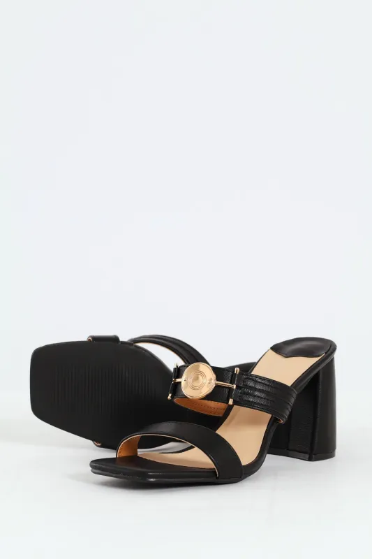 Seona 2 Block Mule Heel - Black sold by Edgars