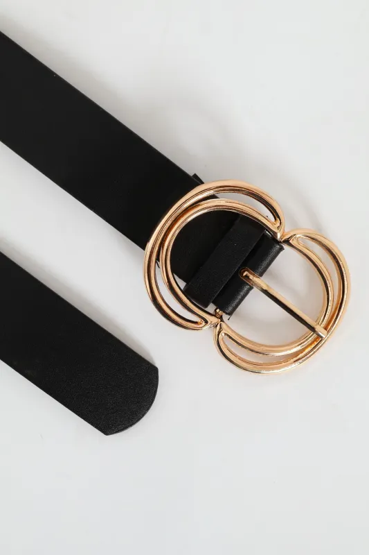 Double Buckle Fashion Belt - Black sold by Edgars