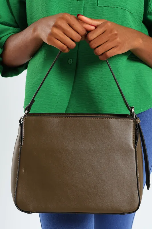 Magnetic Closure Shoulder Bag - Fatigue sold by Edgars
