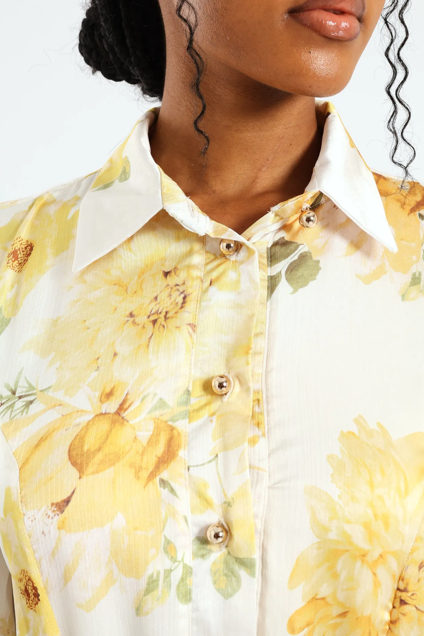 Button Through Belted Godet Tea Dress - Cream sold by Edgars product image thumbnail 5