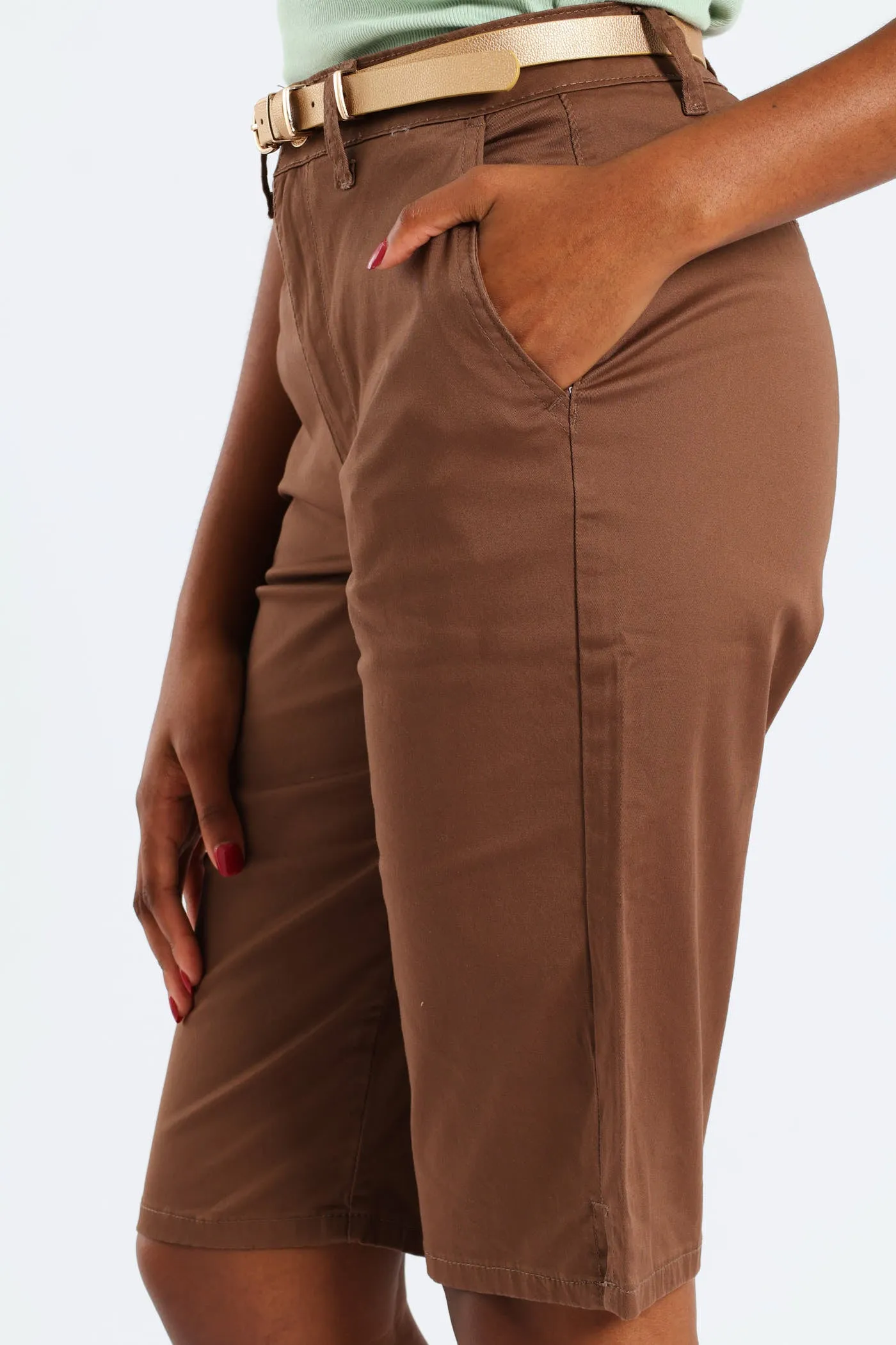 Belted Sateen Bermuda Chino Shorts - Mocha sold by Edgars product image thumbnail 2