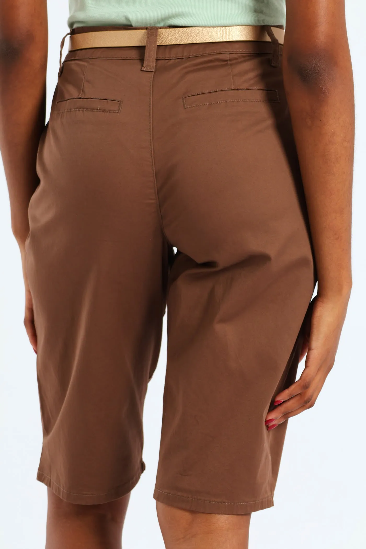 Belted Sateen Bermuda Chino Shorts - Mocha sold by Edgars product image thumbnail 3